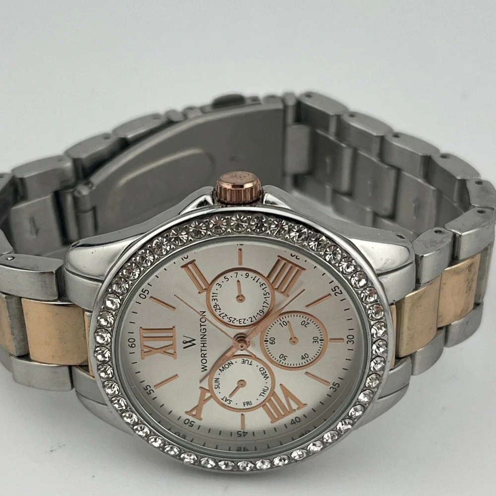 Worthington Watch Women 38mm Case Crystal Bezel Two Tone 7.25